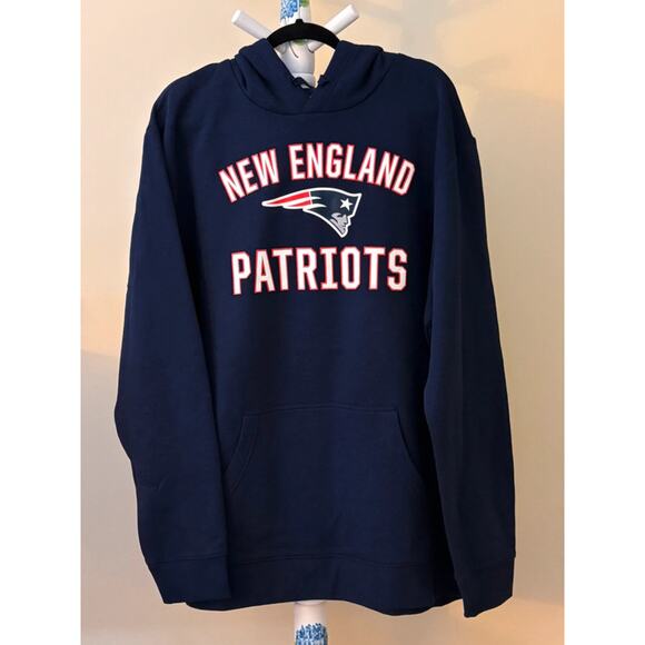 Fanatics New England Patriots Blue Sweatshirt Hoodie Pats Logo Red Unisex 3XL - Picture 1 of 7